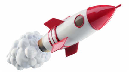 3D icon of a rocket isolated on transparent background,png