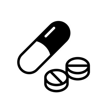 Pharmaceutical icon image. Tablets and capsule.