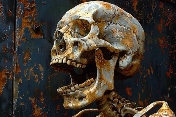 Naklejka premium Trending Style Skeleton: Digital Painting for Concept Art Enthusiasts