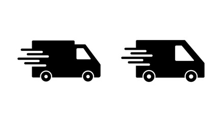 Fast shipping delivery truck icon set. Delivery truck icon. fast delivery icon