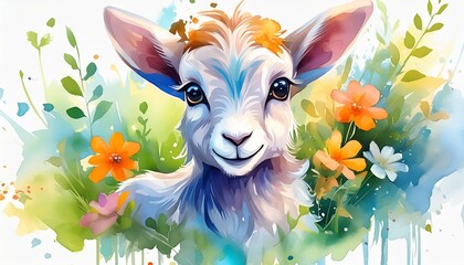 watercolor baby goat clipart for graphic resources