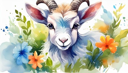 watercolor baby goat clipart for graphic resources