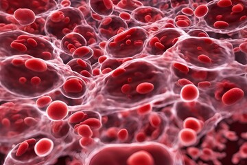 Nanobots interacting with red blood cells, nanotechnology in medicine, targeting diseases, cellular level treatment, advanced medical technology, bloodstream