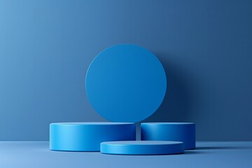 Matching background with blue podium Minimalistic 3D design