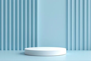 Fototapeta premium Blue podium against matching background Sleek 3D design concept