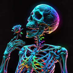 human skull x ray blue