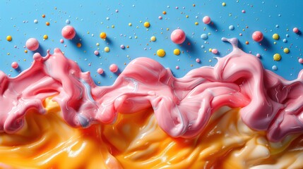 Vibrant Abstract Paint Splash with Colorful Droplets