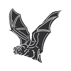 Bat Icon Silhouette Illustration. Animals Vector Graphic Pictogram Symbol Clip Art. Doodle Sketch Black Sign.