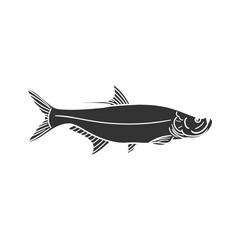 Atlantic Tarpon Icon Silhouette Illustration. Fish Vector Graphic Pictogram Symbol Clip Art. Doodle Sketch Black Sign.