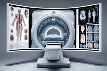 MRI CT scan machine, high-resolution imaging, cross-sectional human body images, modern medical technology, detailed precision, advanced diagnostics.