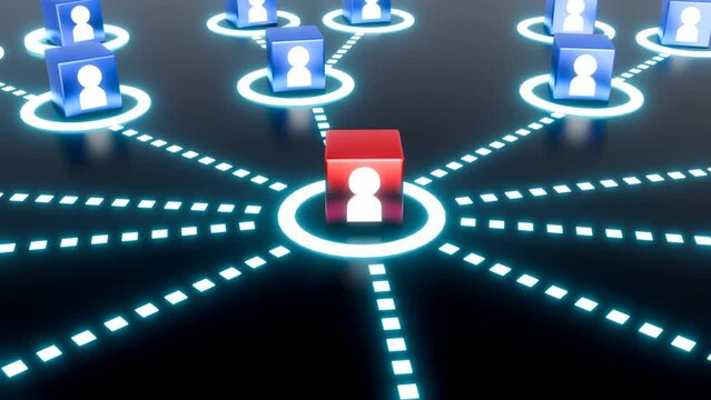 3d animation of illustration of growing connecting people social network scheme, MLM Network Marketing Chart Structure	
