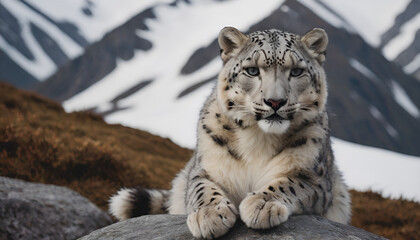snow leopard in the mountains