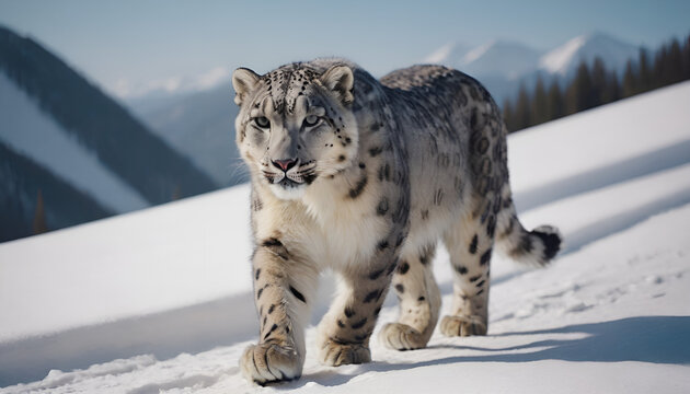 snow leopard in the mountains