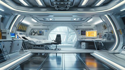 a 3d model of a space ship with a yellow light on the top, Generative AI illustrations.