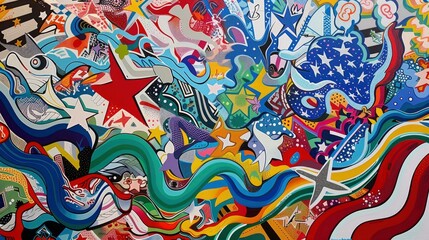  American Exceptionalism, US Senate, colorful and whimsical fantasy art, contemporary urban graffiti, 8k