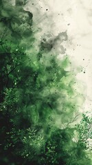 An abstract watercolor or ink type illustration with light green, gray and black colors. 