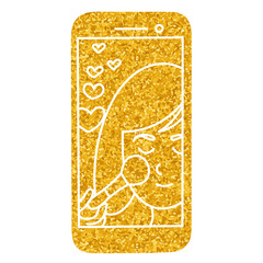 Beauty make up online tutorial drawing in gold color style