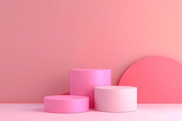 Modern minimalistic 3D podium with sleek design on kids tone color background. Stylish concept