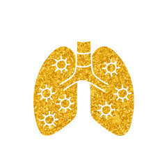 Virus infected human lungs drawing in gold color style