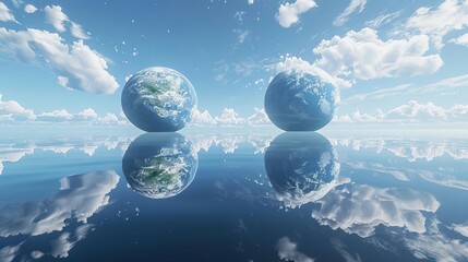 A mirror image of Earth from a parallel universe, with subtle differences,