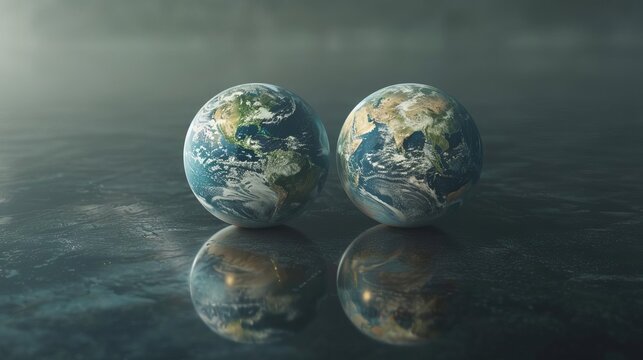A mirror image of Earth from a parallel universe, with subtle differences,