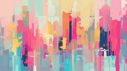 Pastel hues infuse a digital glitch artwork, creating an abstract background.