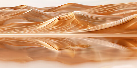 The Shifting Sands: A desert landscape with dunes of sand flowing in the wind, forming and reforming, reflected on a smooth, polished surface.
