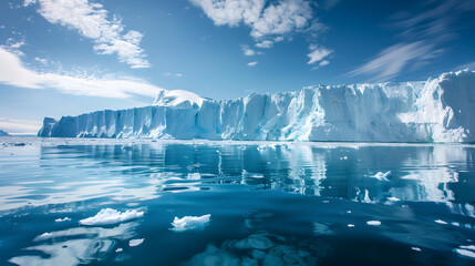 Majestic iceberg reflection on arctic ocean