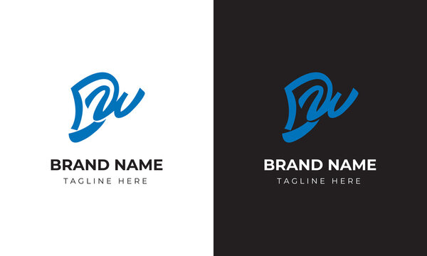 Monogram d w dw wd logo template for gym man sport technology strong guard shield 
