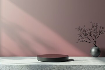Minimalistic 3D podium with sleek design on space tone background. Modern concept