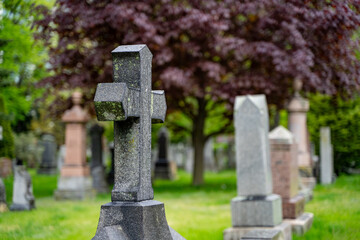 Headstones in the historic Christian city cemetery.