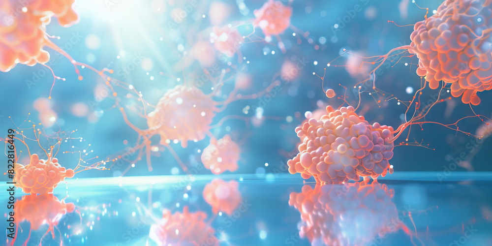 Poster the ephemeral city of neurons: a hazy background with abstract brain cells forming patterns, reflect