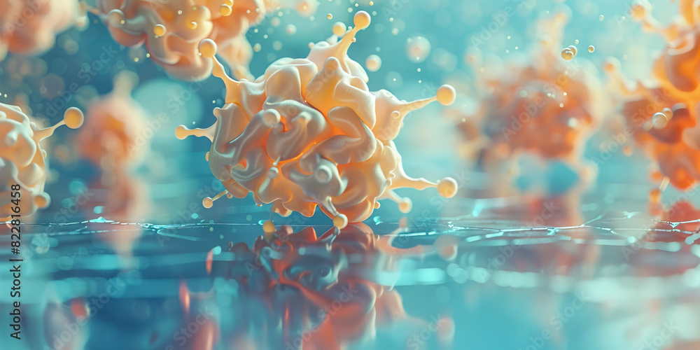 Aufkleber the ephemeral city of neurons: a hazy background with abstract brain cells forming patterns, reflect