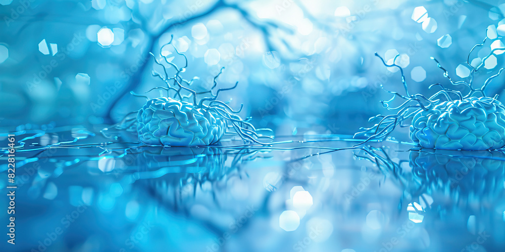 Poster the ephemeral city of neurons: a hazy background with abstract brain cells forming patterns, reflect