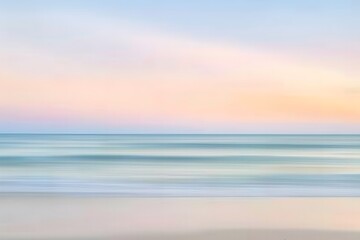 Obraz premium Abstract Blurred Seascape with Calm Ocean and Sandy Beach