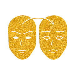 Naklejka premium Deep fake icon face swap drawing in gold color style