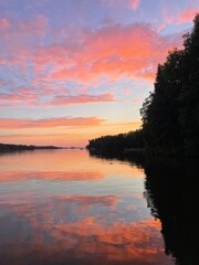 sunset over the lake