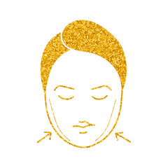 Women beauty face plastic surgery cheeks augmentation drawing in gold color style