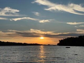 sunset over lake