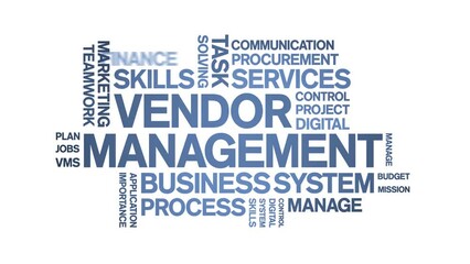 Vendor Management animated word cloud;text design animation tag kinetic typography seamless loop.