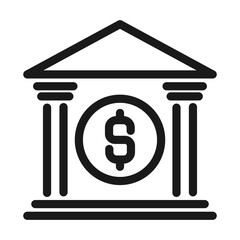 Bank building line icon. Business and office building icon vector.