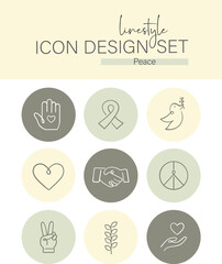 Linestyle Icon Design Set Peace