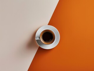 A cup of coffee on a minimal background for advertising