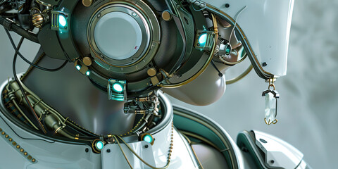 Futuristic Tech Fetish Robot Cyborg Jewelry and make up.