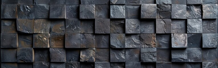 Dark Anthracite Stone Corrugated Rectangle Geometric Concrete Texture Background