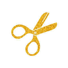 Scissor drawing in gold color style
