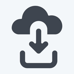 Icon Cloud Download. related to Button Download symbol. glyph style. simple design illustration