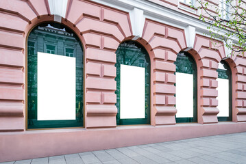 Mockup Of Store Blank Street Showcase Billboards In Empty City Street