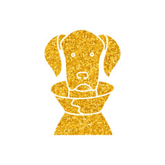 Sick dog drawing in gold color style