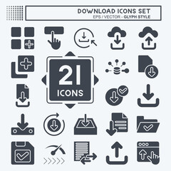 Icon Set Download. related to Button symbol. glyph style. simple design illustration